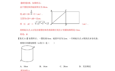 专项09勾股定理之蚂蚁行程模型综合应用（3大类型）（解析版）_北师大初中数学_8上-北师大版初中数学_旧版_06专项讲练_2022-2023学年八年级数学上册高分突破必练专题（北师大版）
