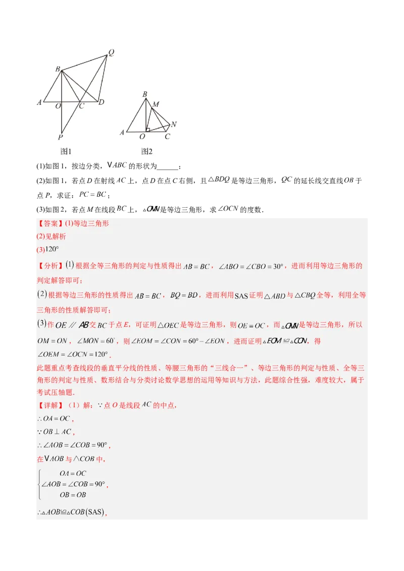 专题03等边三角形的性质与判定（5大题型）（专项训练）（解析版）_北师大初中数学_8下-北师大版初中数学_2026春新版_第二套-东方_02.北师大数学8下试题+复习26春_专项训练