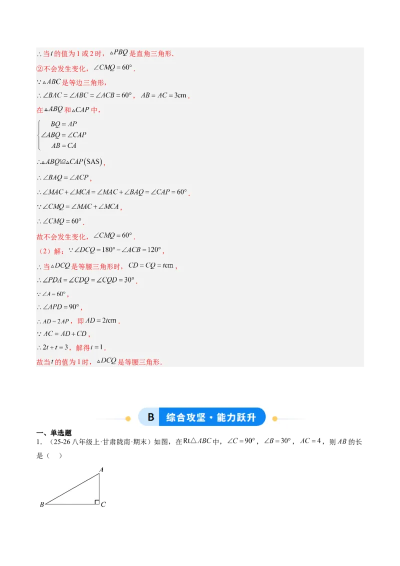 专题03等边三角形的性质与判定（5大题型）（专项训练）（解析版）_北师大初中数学_8下-北师大版初中数学_2026春新版_第二套-东方_02.北师大数学8下试题+复习26春_专项训练