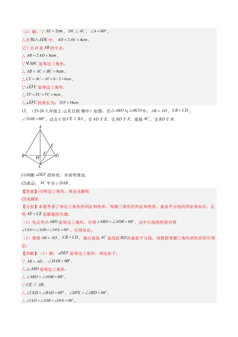 专题03等边三角形的性质与判定（5大题型）（专项训练）（解析版）_北师大初中数学_8下-北师大版初中数学_2026春新版_第二套-东方_02.北师大数学8下试题+复习26春_专项训练