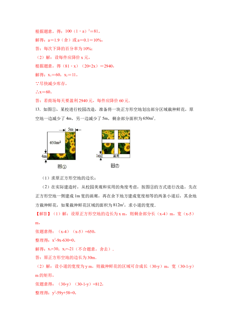 专项07一元二次方程的实际应用（5大类型）（解析版）_北师大初中数学_9下-北师大版初中数学_06专项讲练_2022-2023学年九年级数学全册高分突破必练专题（北师大版）