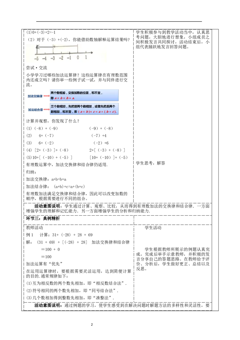 《2.2.2有理数的加减运算》教学设计_北师大初中数学_7上-北师大版初中数学_7上-初中数学北师大（2024新版）持续更新_01课件+教案（大单元教学）