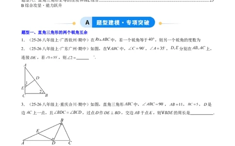 专题04直角三角形的性质与判定（8大题型）（专项训练）（原卷版）_北师大初中数学_8下-北师大版初中数学_2026春新版_第二套-东方_02.北师大数学8下试题+复习26春_专项训练