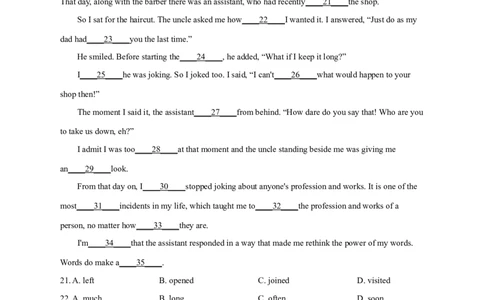 专题16完形填空夹叙夹议文（解析版）_03高考英语_新高考复习资料_2024年新高考资料_专项复习资料_完五年（2019-2023）高考真题分项汇编（新高考）