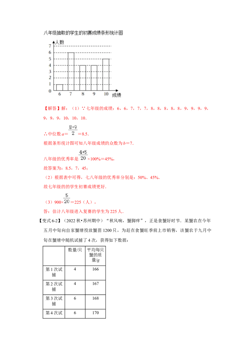 专题6.2+数据的集中趋势与离散程度（知识解读）-2022-2023学年八年级数学上册《同步考点解读&bull;专题训练》（北师大版）_北师大初中数学_8上-北师大版初中数学_旧版_06专项讲练