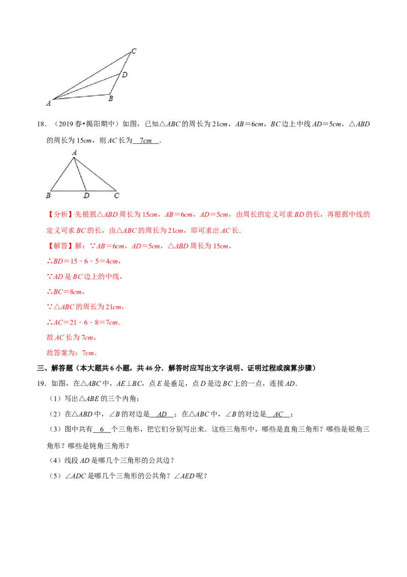 专题4.1认识三角形：三角形的有关概念-七年级数学下册尖子生同步培优题典（解析版）北师大版_北师大初中数学_7下-北师大版初中数学_7下-初中数学北师大版（旧版）赠送_05习题试卷
