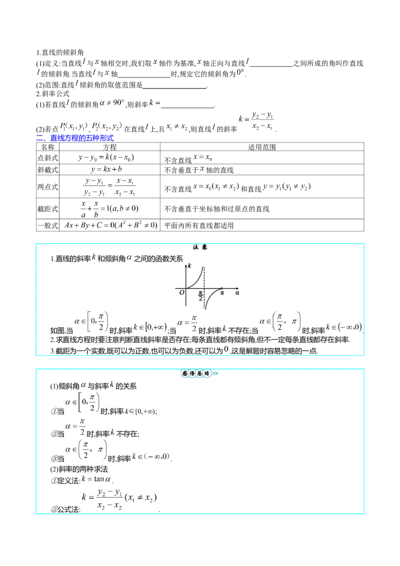 专题27直线方程与两条直线的位置关系（学生版）_02高考数学_通用版（老高考）复习资料_2024年复习资料_完备战2024年高考数学一轮复习考点帮（全国通用）_核心考点讲练