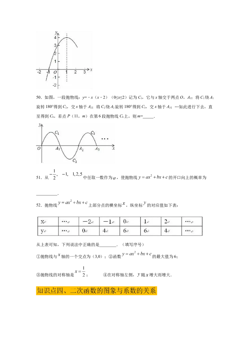 专题2.50《二次函数》全章复习与巩固（基础篇）（专项练习）_北师大初中数学_9下-北师大版初中数学_05习题试卷_1课时练习_同步练习（第2套）