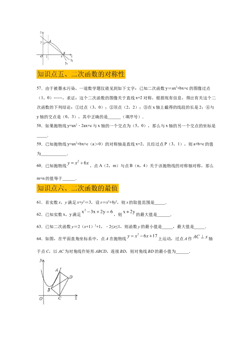 专题2.50《二次函数》全章复习与巩固（基础篇）（专项练习）_北师大初中数学_9下-北师大版初中数学_05习题试卷_1课时练习_同步练习（第2套）