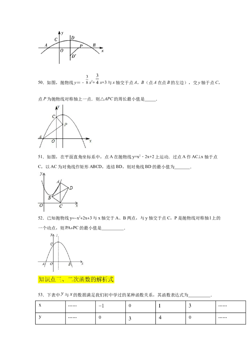 专题2.16二次函数y=ax&sup2;+bx+c(a&ne;0)的图像与性质（专项练习3_北师大初中数学_9下-北师大版初中数学_05习题试卷_1课时练习_同步练习（第2套）