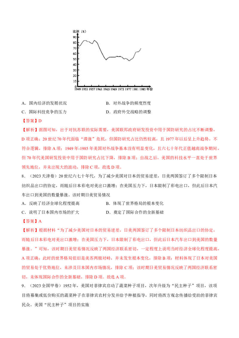 专题2020世纪下半叶世界的新变化（好题冲关）（解析版）_07高考历史_2025年新高考资料_一轮复习_备战2025年高考历史一轮复习考点帮（新高考通用）