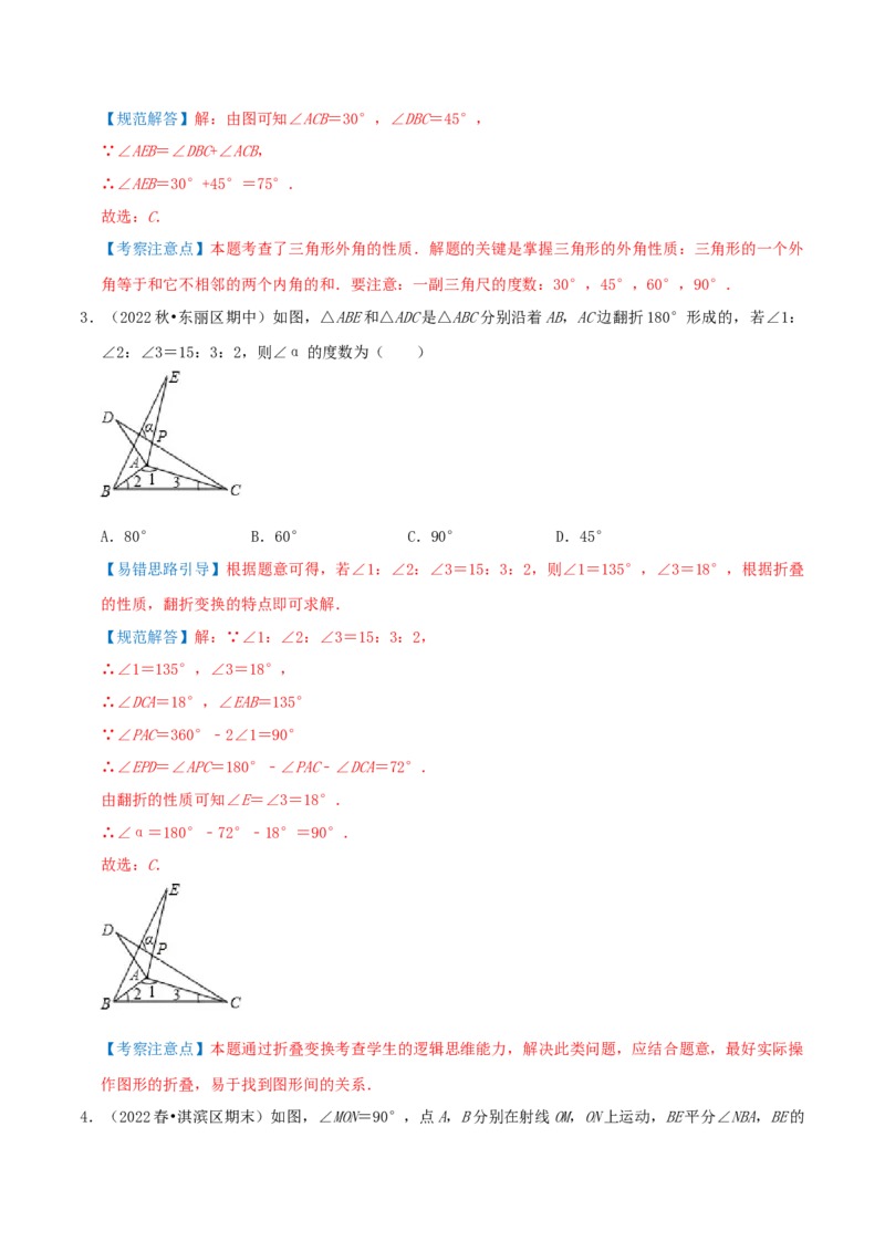 专题19三角形的内角和综合题（解析版）_北师大初中数学_8上-北师大版初中数学_旧版_06专项讲练_培优方案2022-2023学年八年级数学上册章节重点复习考点讲义（北师大版）