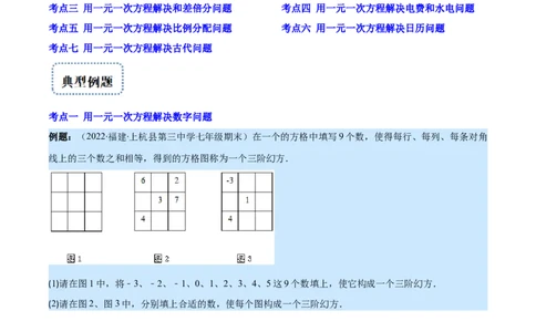 专题15一元一次方程的应用2(数字,几何,和差倍分,电水费,比例分配,日历,古代)(原卷版)（重点突围）_北师大初中数学_7上-北师大版初中数学_7上-初中数学北师大（旧版）赠送_06专项讲练