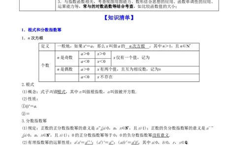 专题3.5指数与指数函数2022年高考数学一轮复习讲练测（新教材新高考）（讲）原卷版_02高考数学_新高考复习资料_2022年新高考资料