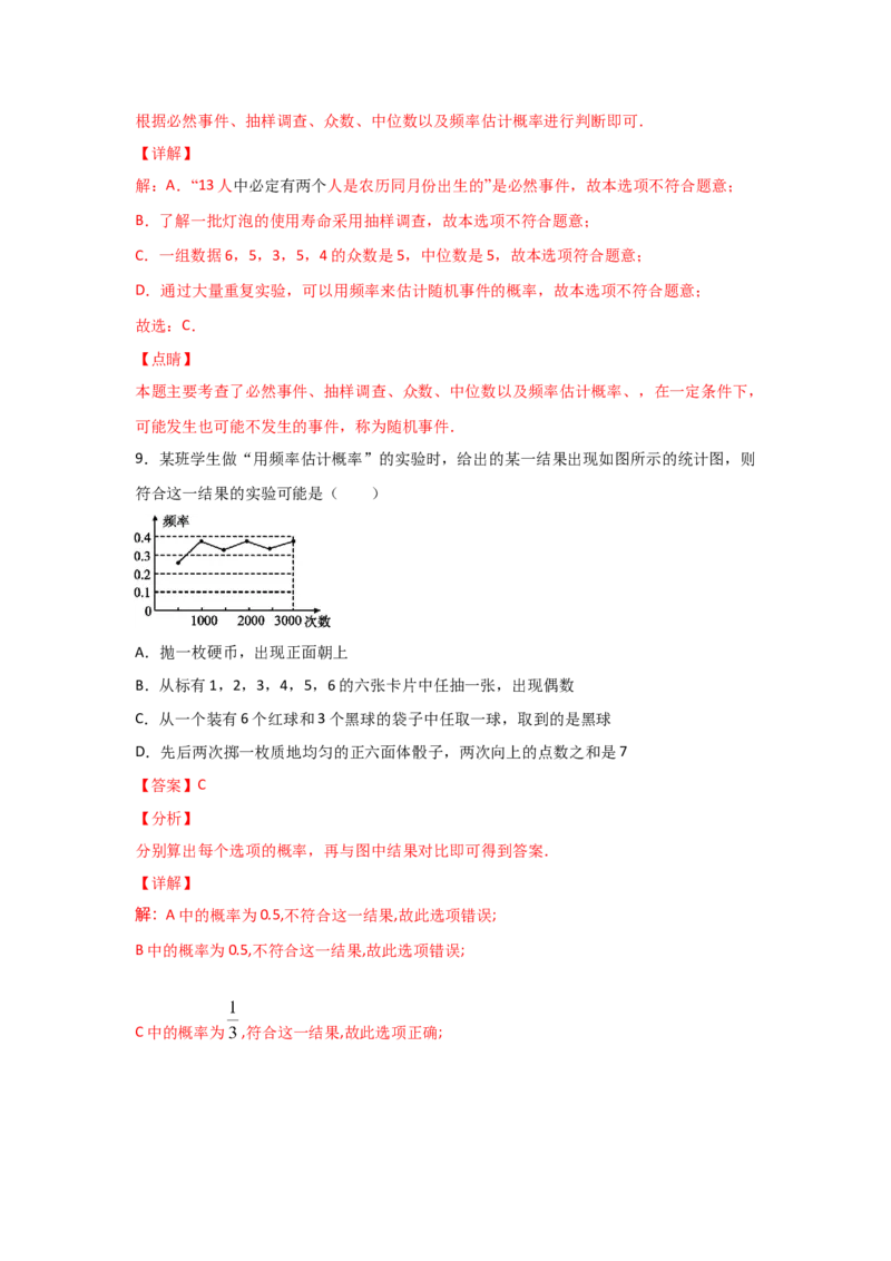 专题21用频率估计概率(重难题型)(解析版)_北师大初中数学_9上-北师大版初中数学_06专项讲练_满分攻略2022-2023学年九年级数学上册《基础题型+重难题型》高分突破系列（北师大版）