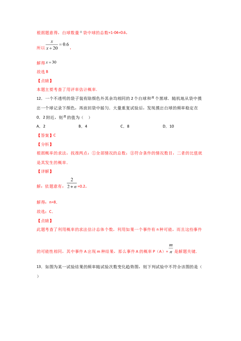 专题21用频率估计概率(重难题型)(解析版)_北师大初中数学_9上-北师大版初中数学_06专项讲练_满分攻略2022-2023学年九年级数学上册《基础题型+重难题型》高分突破系列（北师大版）