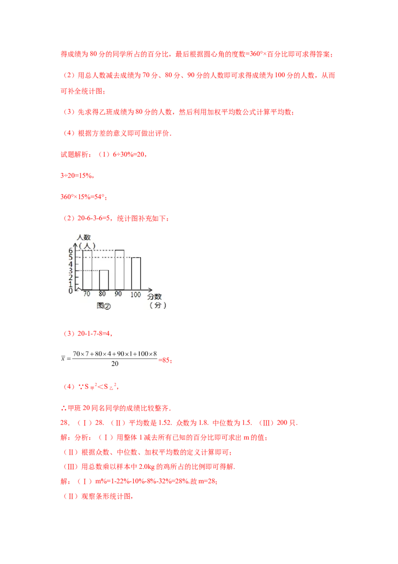 专题6.3《数据的分析》全章复习与巩固（巩固篇）（专项练习）-2021-2022学年八年级数学上册基础知识专项讲练（北师大版）_北师大初中数学_8上-北师大版初中数学_旧版_06专项讲练