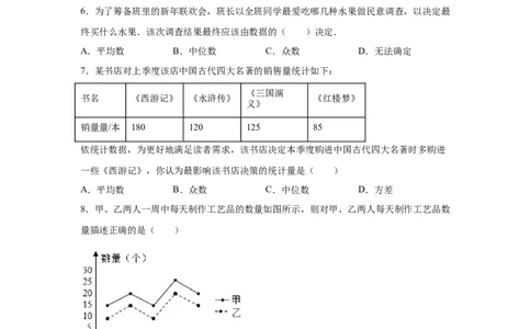 专题6.3《数据的分析》全章复习与巩固（巩固篇）（专项练习）-2021-2022学年八年级数学上册基础知识专项讲练（北师大版）_北师大初中数学_8上-北师大版初中数学_旧版_06专项讲练