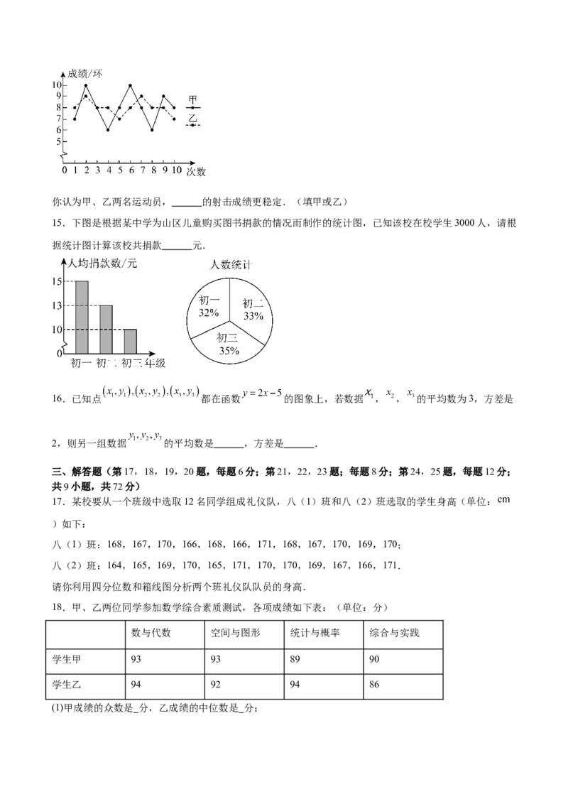 八上数学第六章数据的分析测试&middot;提升卷（考试版A4）_北师大初中数学_8上-北师大版初中数学_初中数学北师大8上-2025秋季新版_第二套推荐25_07习题试卷_单元测试卷