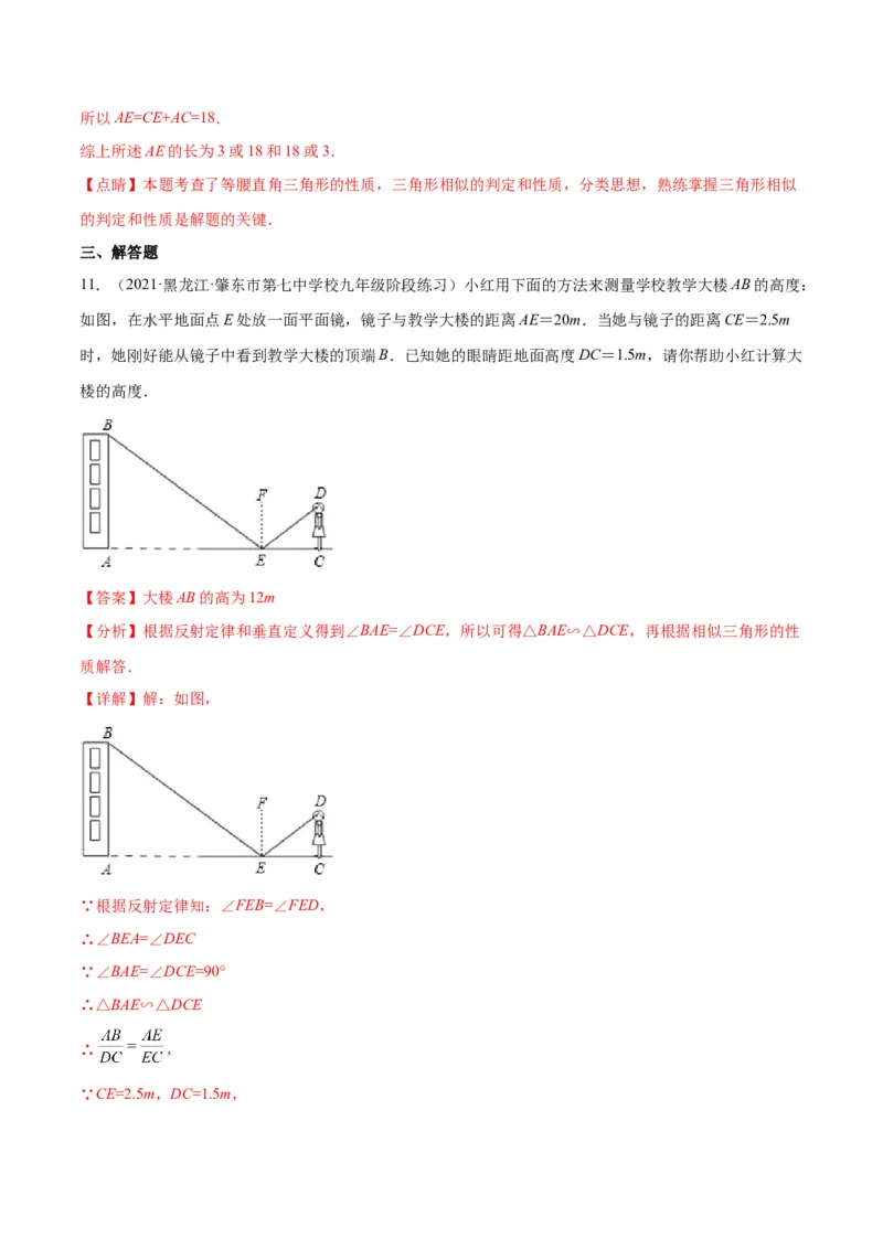 专题12相似三角形的性质(解析版)_北师大初中数学_9上-北师大版初中数学_06专项讲练_学霸满分2022-2023学年九年级数学上册重难点专题提优训练（北师大版）