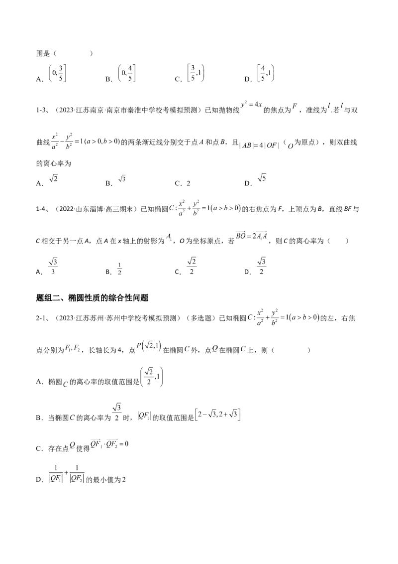 专题16圆锥曲线中的椭圆问题（原卷版）_2024年新高考资料_2.2024二轮复习_2024年高三数学二轮优化提优专题训练