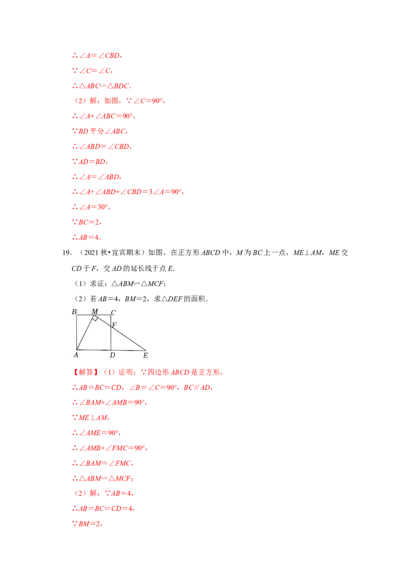 专题4.2.3相似三角形的性质（专项训练）-2022-2023学年九年级数学上册《同步考点解读&bull;专题训练》（北师大版）_北师大初中数学_9上-北师大版初中数学_06专项讲练