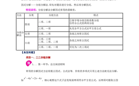 专题4.10分组分解法（知识讲解）-八年级数学下册基础知识专项讲练（北师大版）_北师大初中数学_8下-北师大版初中数学_旧版-可参考_05习题试卷_1课时练习_同步练习（第3套）