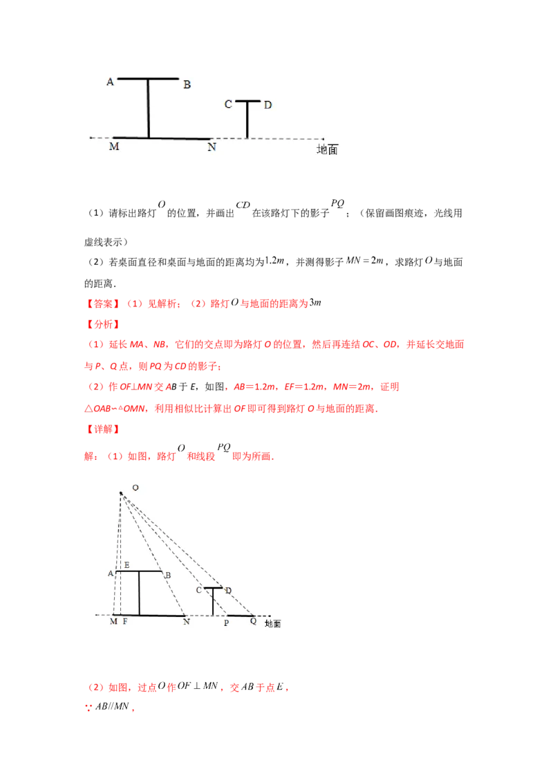 专题37投影(重难题型)(解析版)_北师大初中数学_9上-北师大版初中数学_06专项讲练_满分攻略2022-2023学年九年级数学上册《基础题型+重难题型》高分突破系列（北师大版）