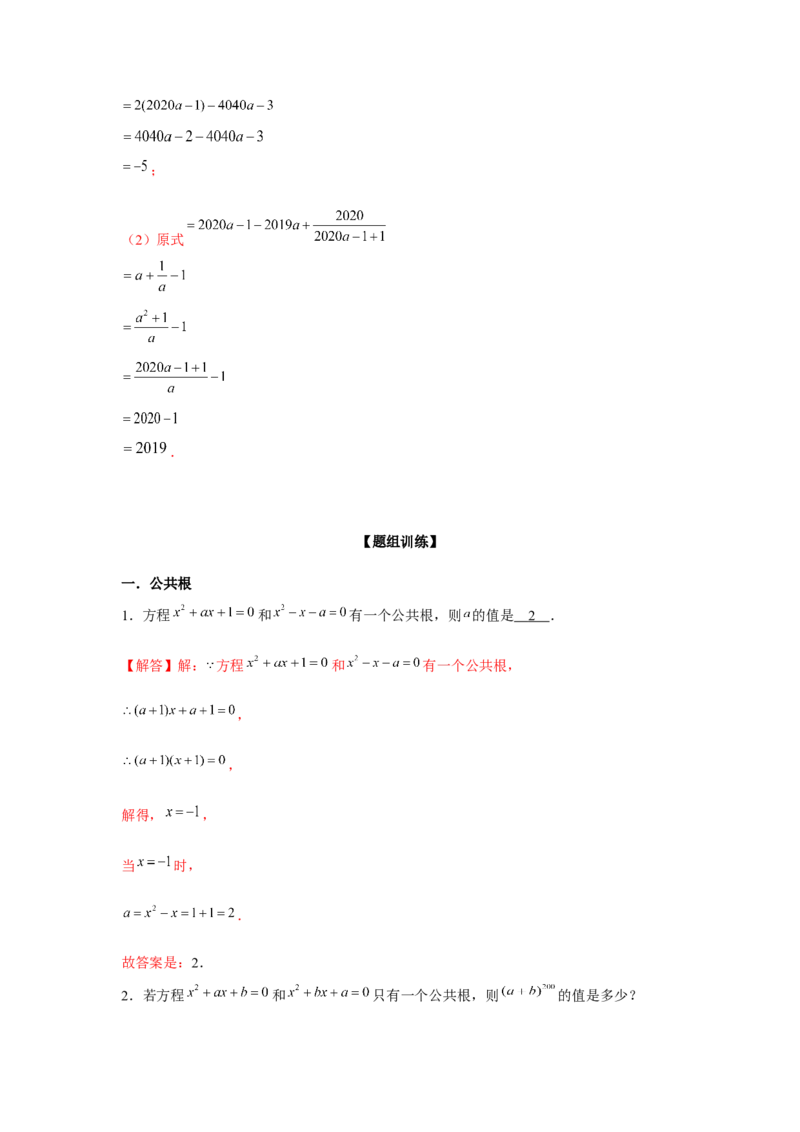 专题2.1一元二次方程与公共根、整数根、整体代入（强化）（解析版）_北师大初中数学_9上-北师大版初中数学_06专项讲练