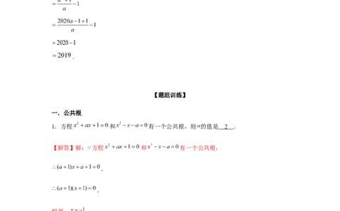专题2.1一元二次方程与公共根、整数根、整体代入（强化）（解析版）_北师大初中数学_9上-北师大版初中数学_06专项讲练