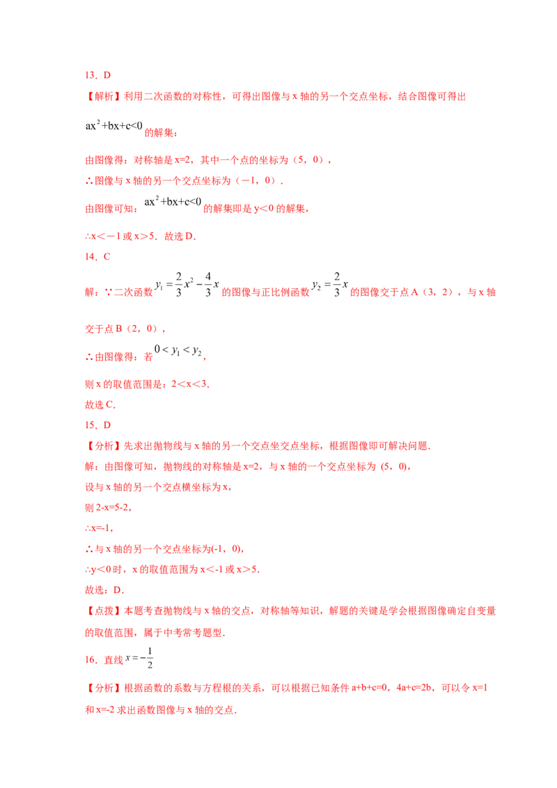 专题2.25二次函数与一元二次方程（专项练习1）-九_北师大初中数学_9下-北师大版初中数学_05习题试卷_1课时练习_同步练习（第2套）