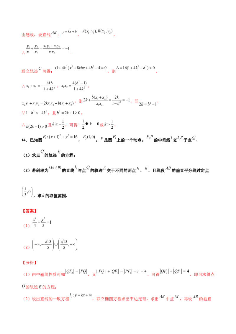 专题28圆锥曲线求范围及最值六种类型大题100题(解析版)_02高考数学_新高考复习资料_2022年新高考资料_千题百练2022高考数学