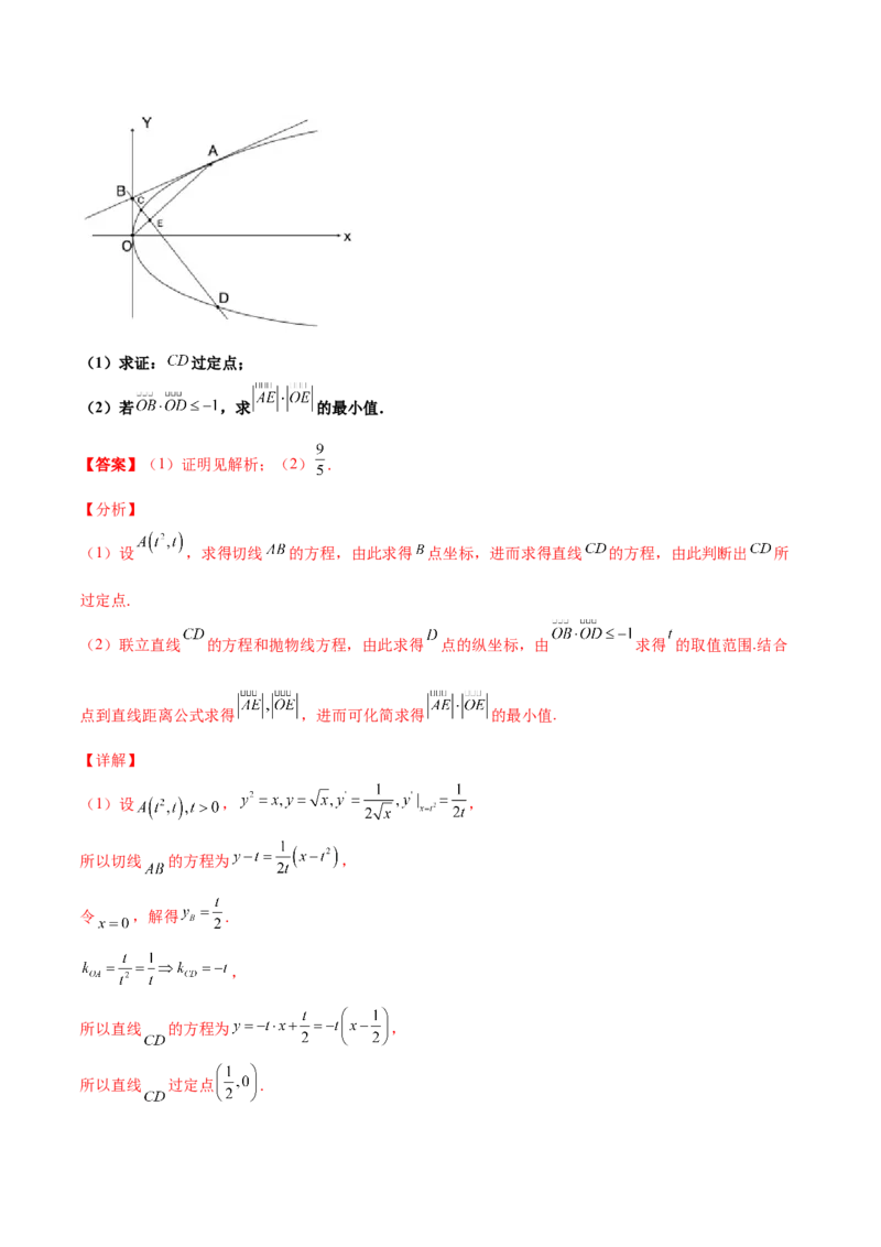 专题28圆锥曲线求范围及最值六种类型大题100题(解析版)_02高考数学_新高考复习资料_2022年新高考资料_千题百练2022高考数学