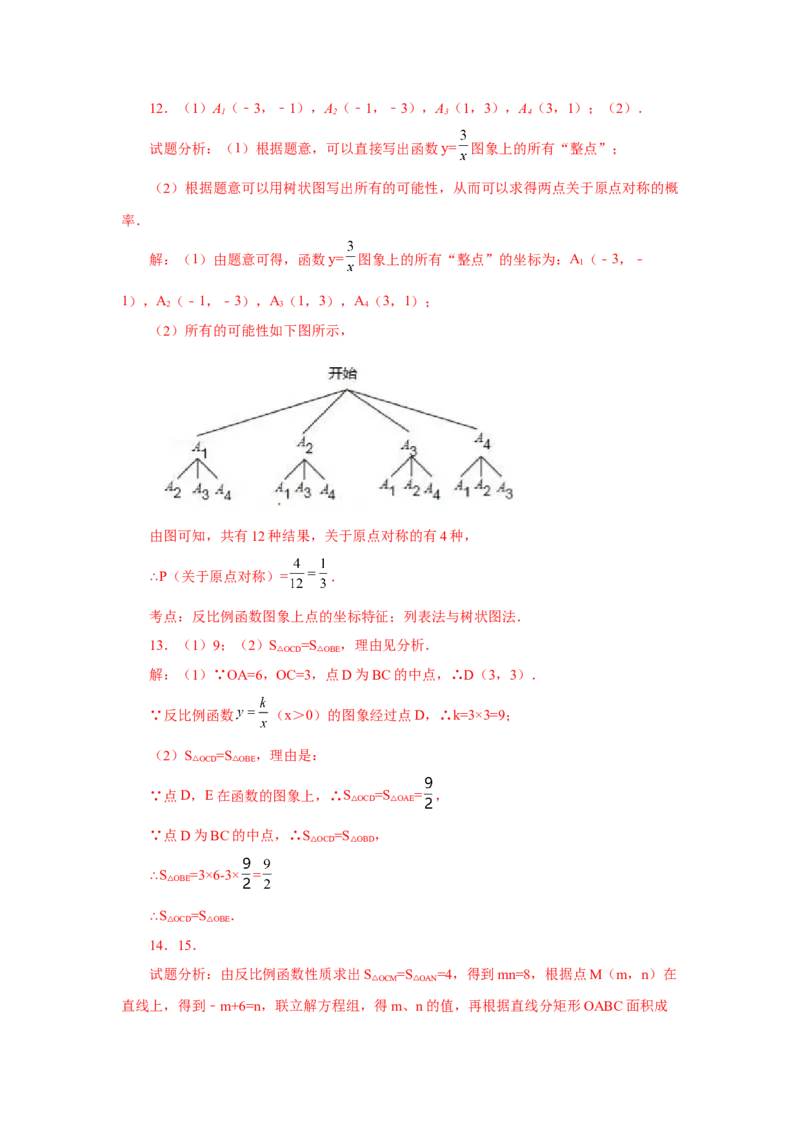 专题6.32反比例函数（挑战综合（压轴）题分类专题）（专项练习）-2022-2023学年九年级数学上册基础知识专项讲练（北师大版）_北师大初中数学_9上-北师大版初中数学_06专项讲练