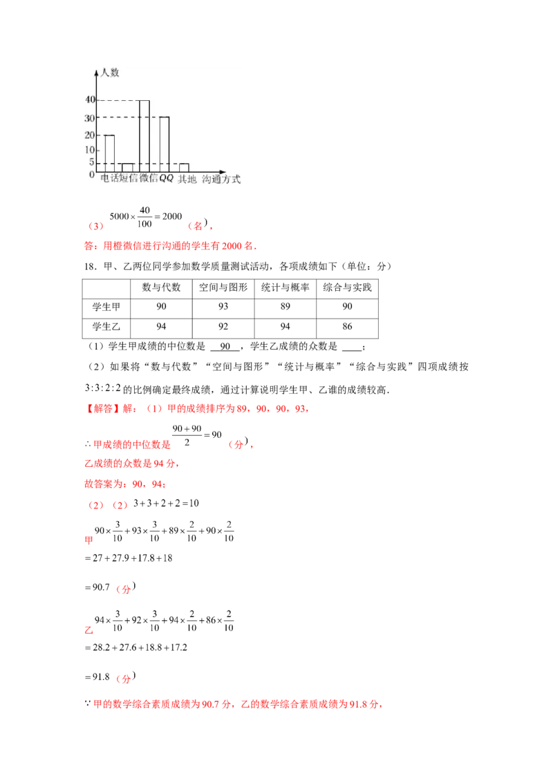专题6.1数据的分析综合运用（强化）（解析版）_北师大初中数学_8上-北师大版初中数学_旧版_06专项讲练