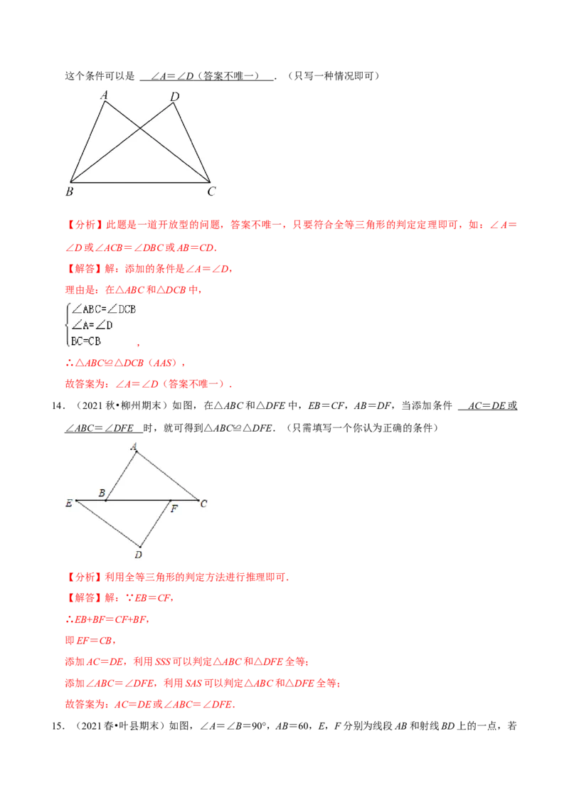 专题4.5探索三角形全等的条件-七年级数学下册尖子生同步培优题典（解析版）北师大版_北师大初中数学_7下-北师大版初中数学_7下-初中数学北师大版（旧版）赠送_05习题试卷