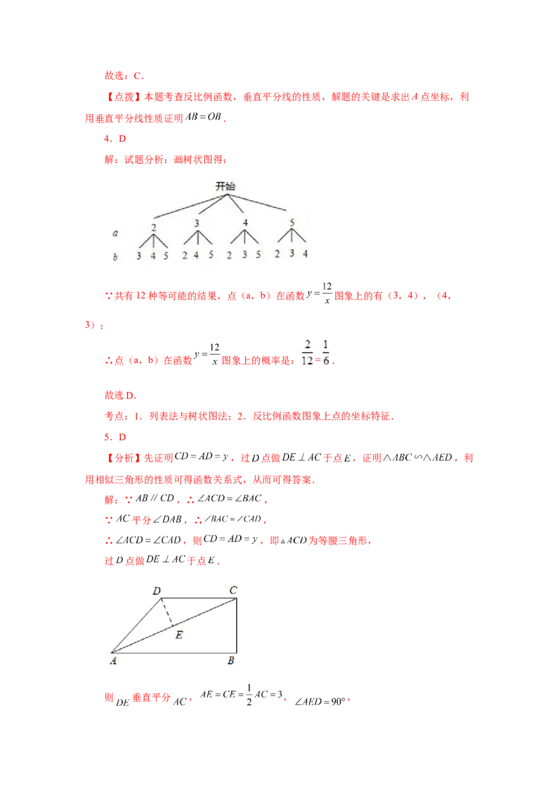 专题6.30《反比例函数》中考常考考点专题（1）（巩固篇）（专项练习）-2022-2023学年九年级数学上册基础知识专项讲练（北师大版）_北师大初中数学_9上-北师大版初中数学_06专项讲练