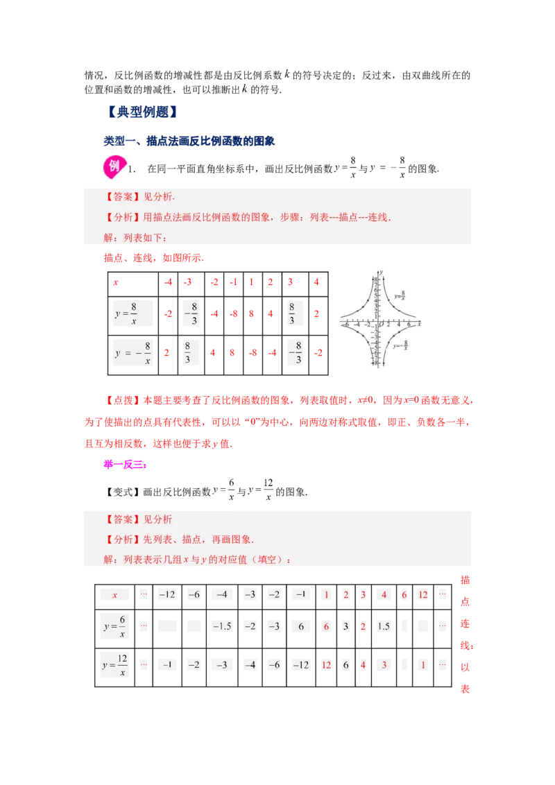 专题6.4反比例函数的图象和性质（知识讲解）-2022-2023学年九年级数学上册基础知识专项讲练（北师大版）_北师大初中数学_9上-北师大版初中数学_06专项讲练