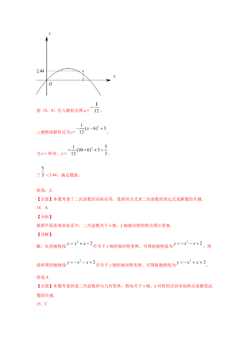 专题2.29用二次函数解决问题（专项练习2）-九年级_北师大初中数学_9下-北师大版初中数学_05习题试卷_1课时练习_同步练习（第2套）
