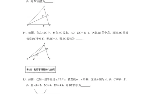 专题4.2.1平行线分线段成比例（专项训练）-2022-2023学年九年级数学上册《同步考点解读&bull;专题训练》（北师大版）_北师大初中数学_9上-北师大版初中数学_06专项讲练
