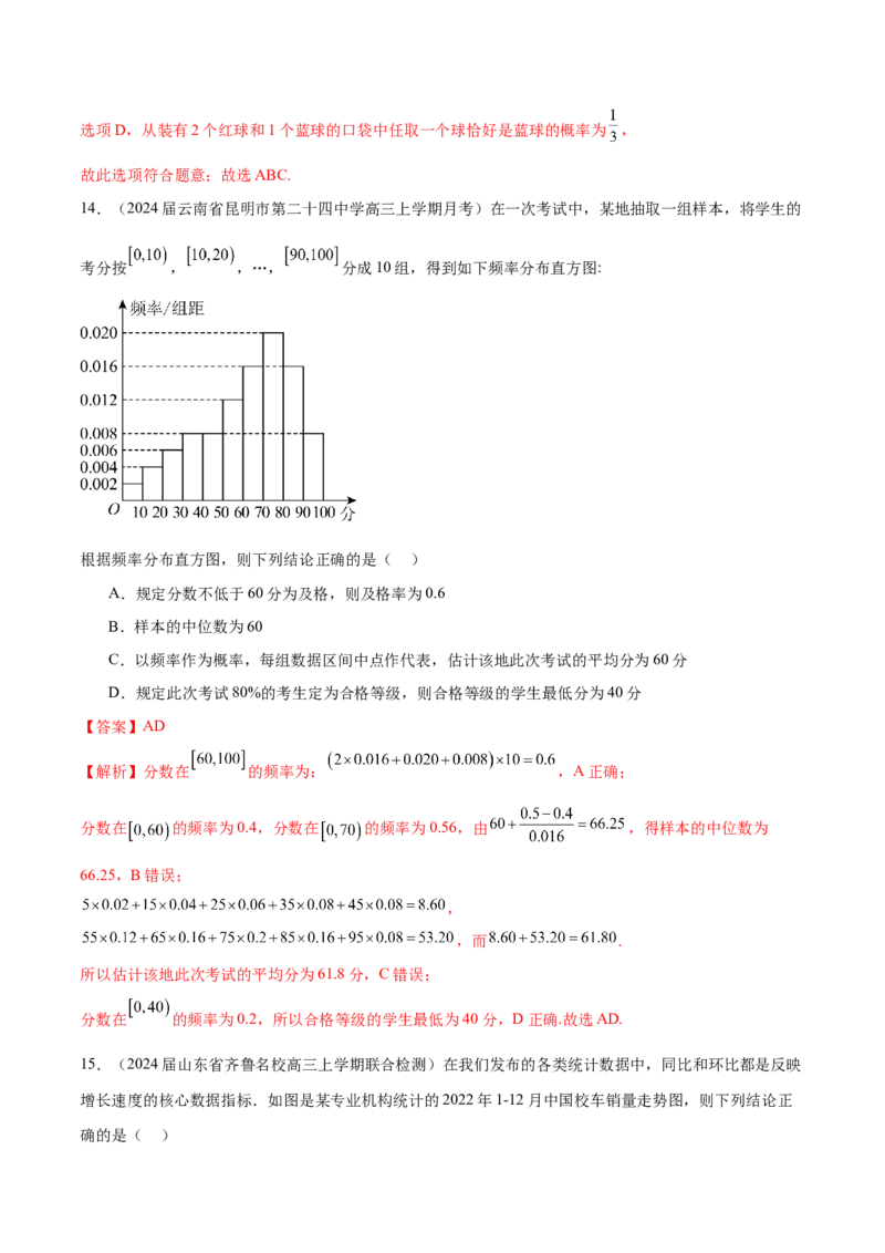专题26统计图表的应用（解析版）_02高考数学_2024年新高考资料_1.2024一轮复习_2024年高考数学热点难点特色专题分题型强化训练（新高考专用）