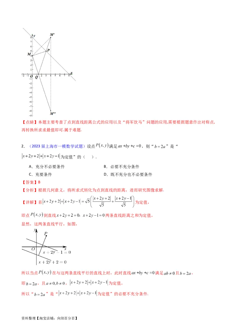 专题27直线方程与两条直线的位置关系（教师版）_02高考数学_通用版（老高考）复习资料_2024年复习资料_完备战2024年高考数学一轮复习考点帮（全国通用）_核心考点讲练