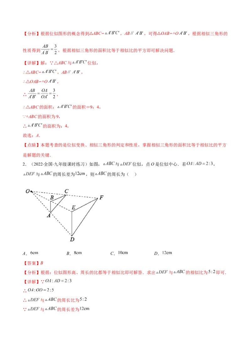 专题13图形的位似(解析版)_北师大初中数学_9上-北师大版初中数学_06专项讲练_学霸满分2022-2023学年九年级数学上册重难点专题提优训练（北师大版）