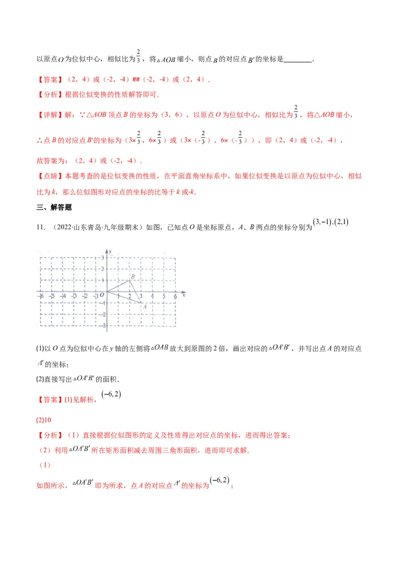 专题13图形的位似(解析版)_北师大初中数学_9上-北师大版初中数学_06专项讲练_学霸满分2022-2023学年九年级数学上册重难点专题提优训练（北师大版）