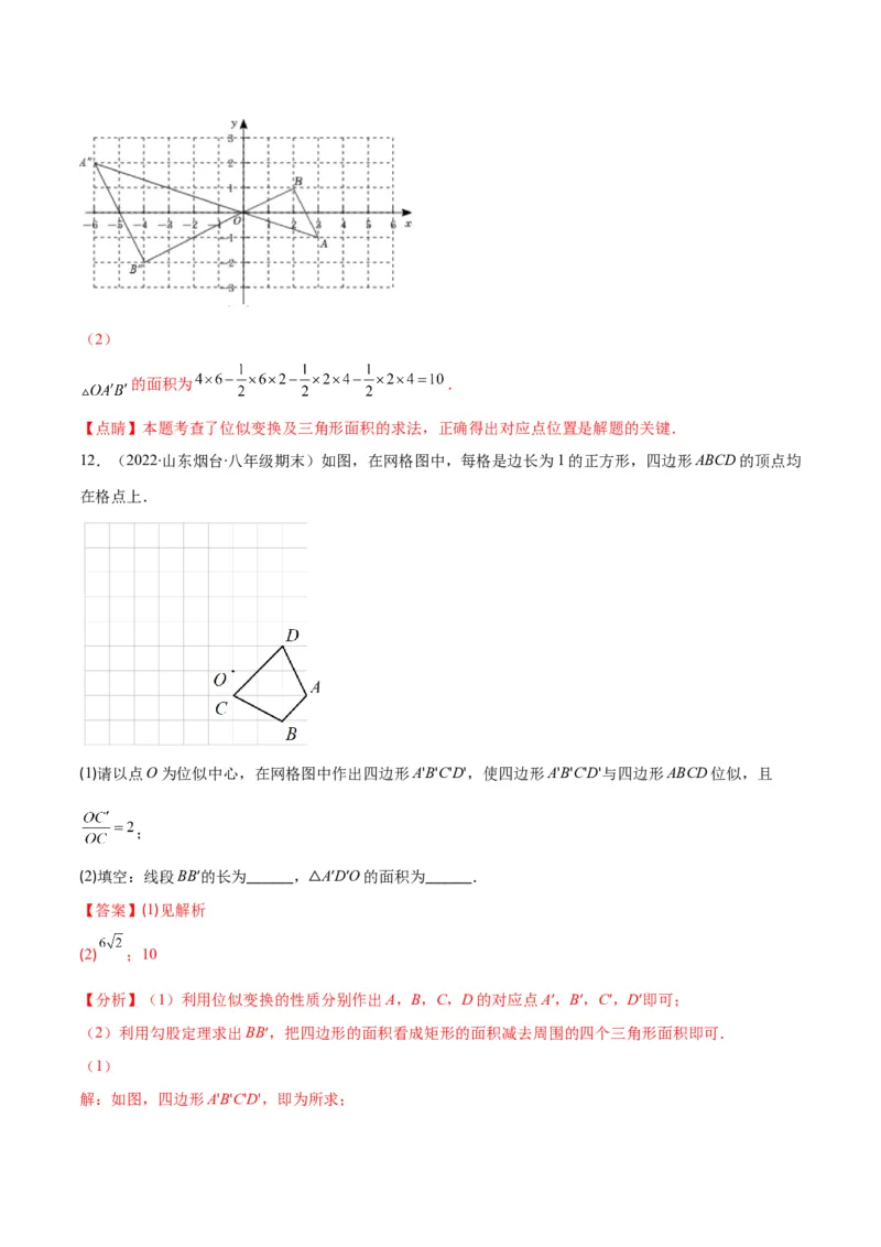 专题13图形的位似(解析版)_北师大初中数学_9上-北师大版初中数学_06专项讲练_学霸满分2022-2023学年九年级数学上册重难点专题提优训练（北师大版）