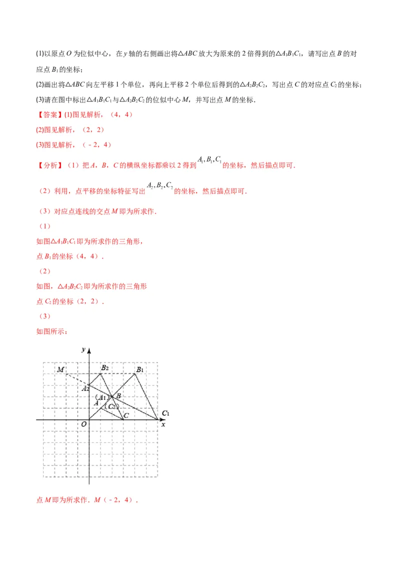 专题13图形的位似(解析版)_北师大初中数学_9上-北师大版初中数学_06专项讲练_学霸满分2022-2023学年九年级数学上册重难点专题提优训练（北师大版）