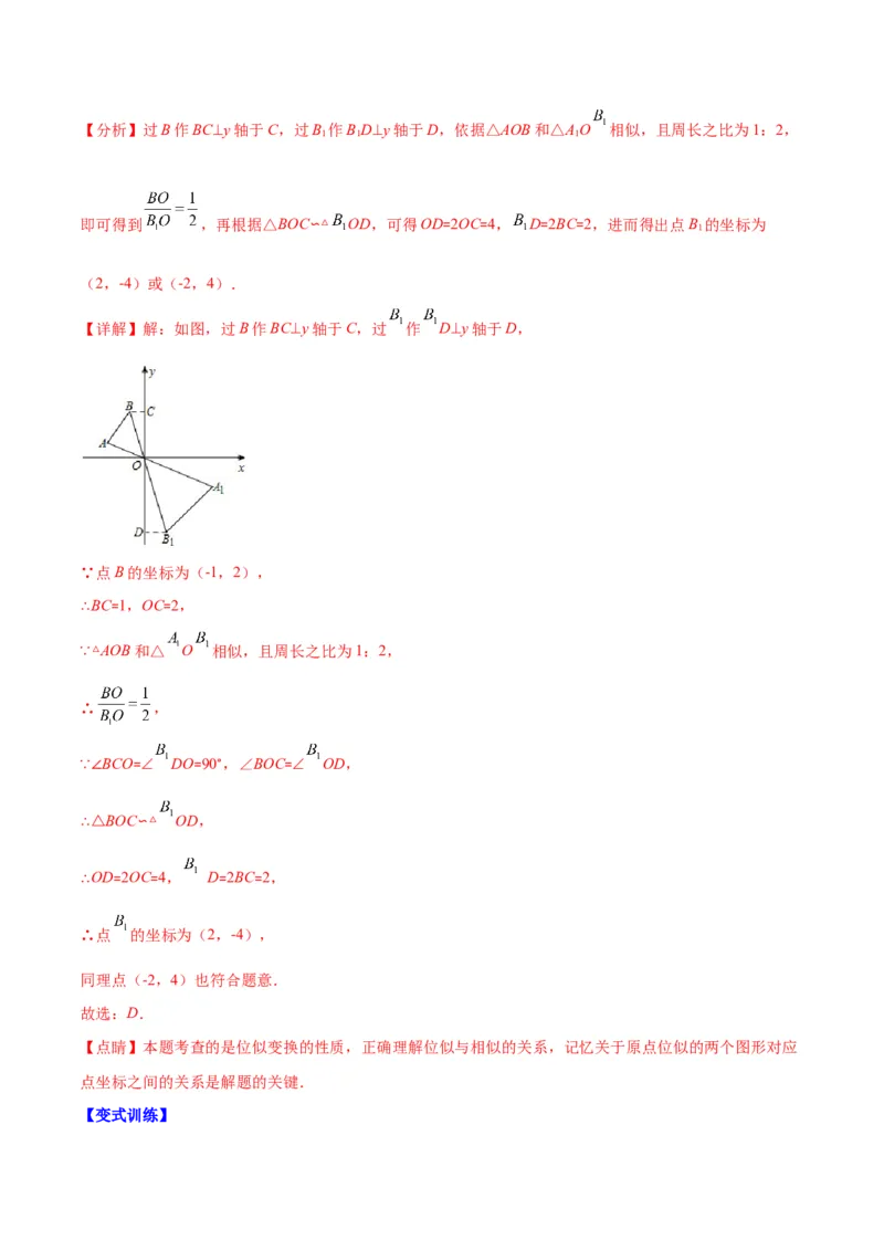 专题13图形的位似(解析版)_北师大初中数学_9上-北师大版初中数学_06专项讲练_学霸满分2022-2023学年九年级数学上册重难点专题提优训练（北师大版）