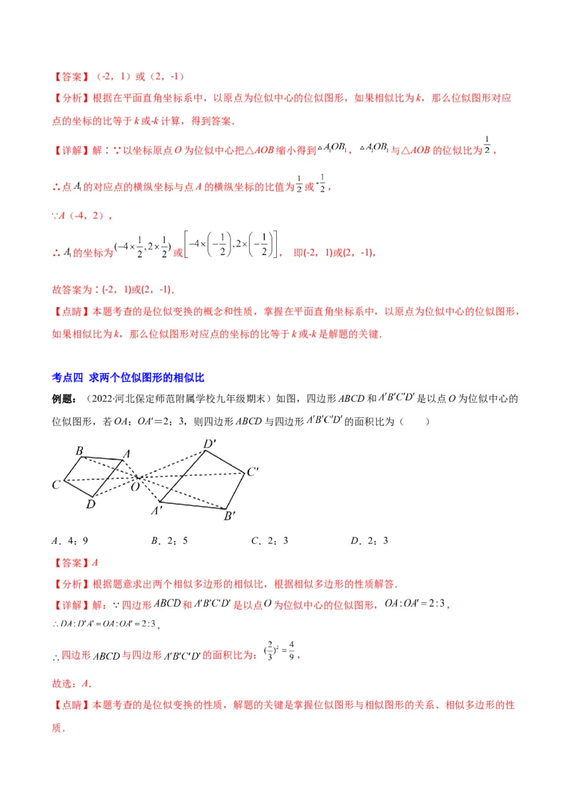 专题13图形的位似(解析版)_北师大初中数学_9上-北师大版初中数学_06专项讲练_学霸满分2022-2023学年九年级数学上册重难点专题提优训练（北师大版）