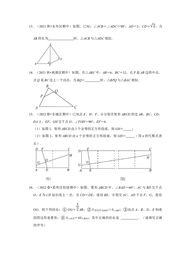 专题4.2.2相似三角形的判定（能力提升）（原卷版）_北师大初中数学_9上-北师大版初中数学_06专项讲练_2022-2023学年九年级数学上册《同步考点解读&bull;专题训练》（北师大版）