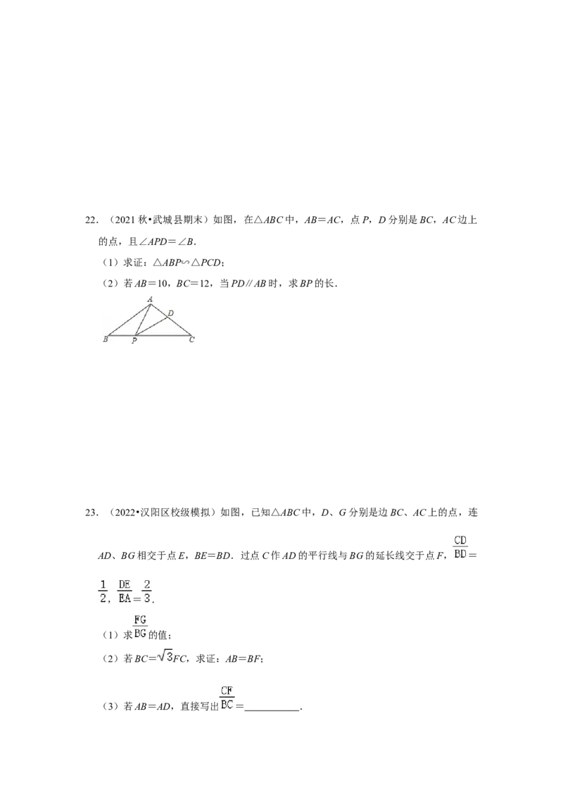 专题4.2.2相似三角形的判定（能力提升）（原卷版）_北师大初中数学_9上-北师大版初中数学_06专项讲练_2022-2023学年九年级数学上册《同步考点解读&bull;专题训练》（北师大版）